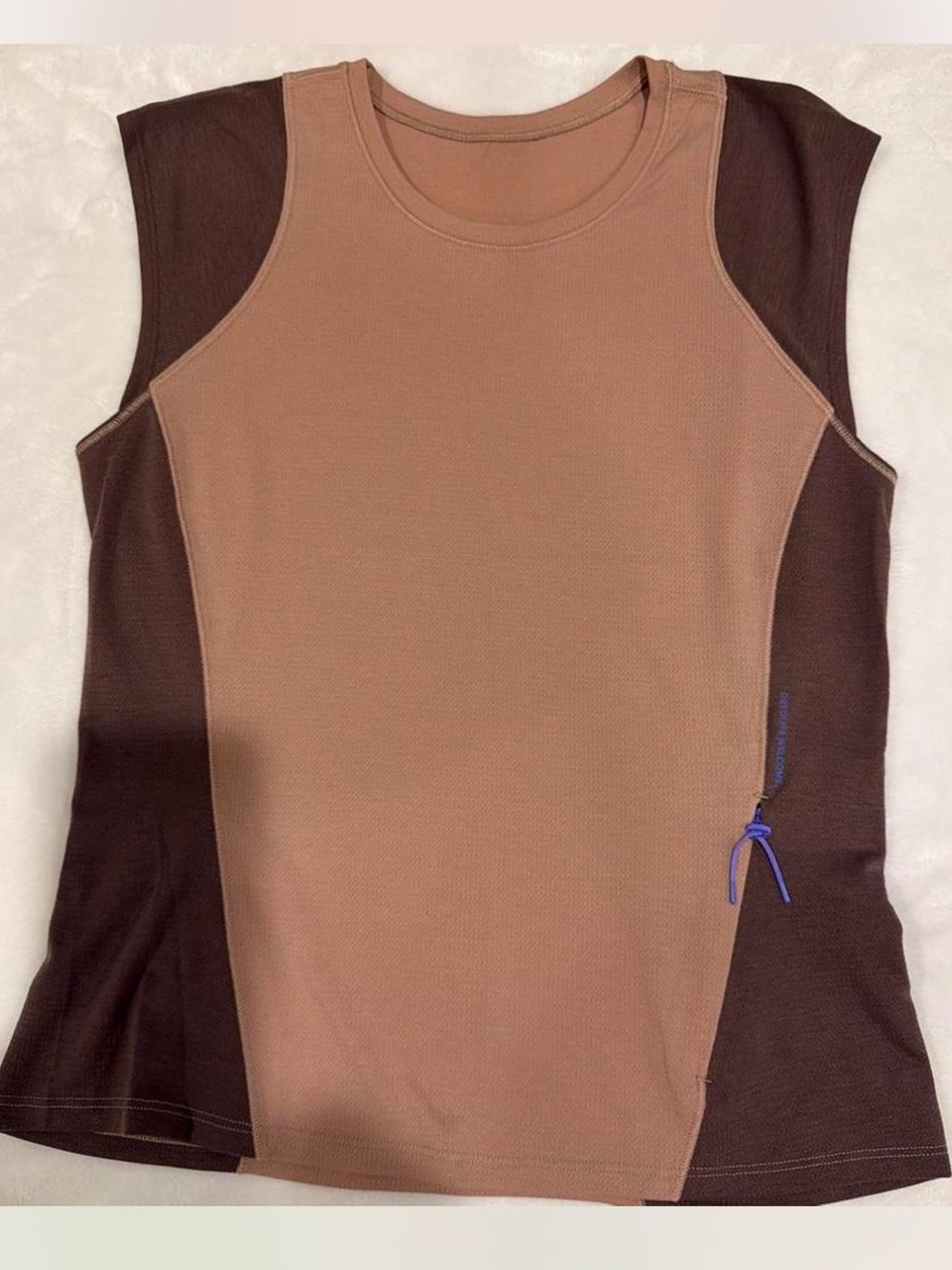 Lululemon Brown beige color-blocked hiking cap sleeve top